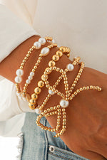 Gold Bow Knot Pearl Beaded Multi Layered Bracelet Set Dear-Lover Dropshipping