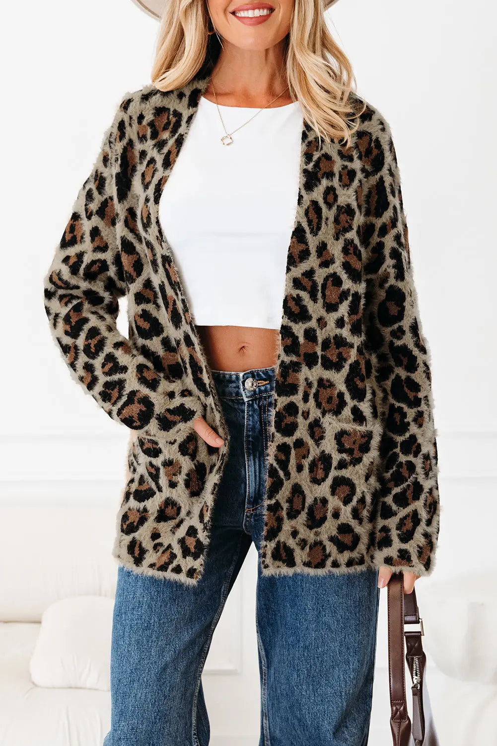 Brown Leopard Open Casual Cardigan Dear-Lover Dropshipping