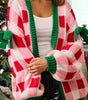 Pink Plaid Knit Bow Knot Decor Open Front Sweater Cardigan Dear-Lover Dropshipping