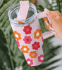 Multicolor Flower Print Handled Stainless Steel Vacuum Cup 40oz Dear-Lover Dropshipping