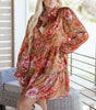 Brown Vintage Floral Print Shirt Style Half Button Long Sleeve Ruffle Mini Dress Markonline