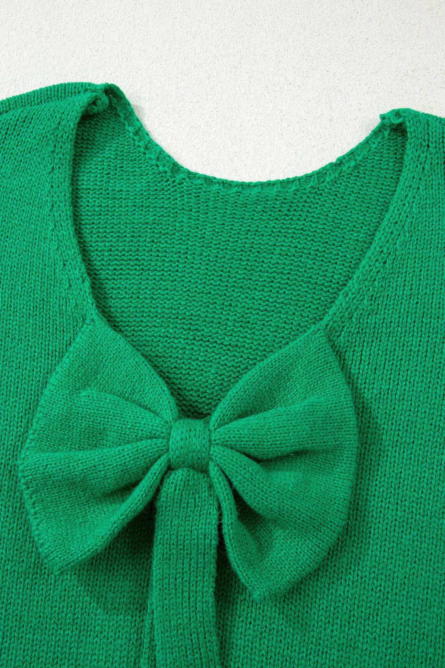 Bright Green Bow Backless Bubble Sleeve Sweater Dear-Lover Dropshipping