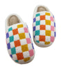 White Vibrant Checkered Plush Thermal Slippers Markonline