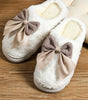 White Contrast Bowknot Applique Plush Winter Slippers (Colors May Differ by Batch) Markonline
