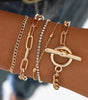 Gold Multi Layered Rhinestone Plated Chain Bracelet Set Dear-Lover Dropshipping