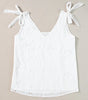 White Embroidery Patterned Knotted Straps V Neck Tank Top Dear-Lover Dropshipping