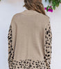 Khaki Leopard High Neck Side Slit Oversized Sweater Dear-Lover Dropshipping