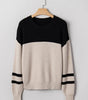 Parchment Color Block Knit Striped Sleeve Detail Casual Sweater Dear-Lover Dropshipping