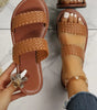 Chestnut Braided Double Band Leathered Flat Slippers Markonline