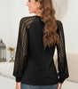 Black Lace Patchwork Long Raglan Sleeve Pleated Top Dear-Lover Dropshipping