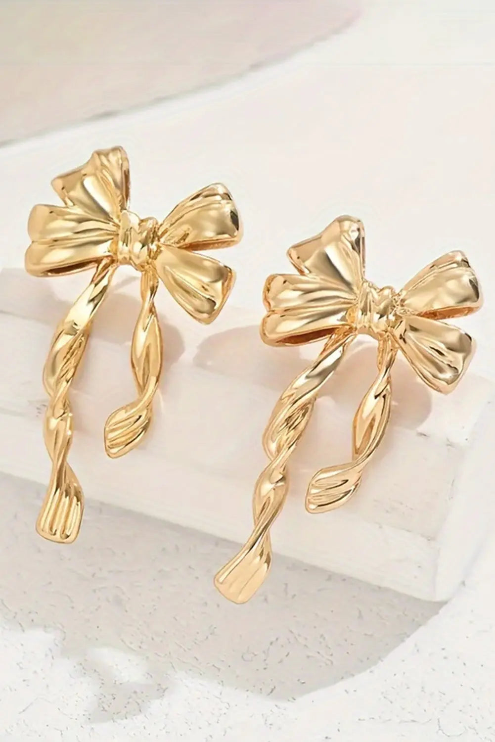 Gold Bow Knot Plated Alloy Stud Earrings Dear-Lover Dropshipping