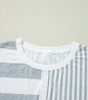 Gray Stripe Mixed Printed Short Sleeve Shift Mini T Shirt Dress Markonline