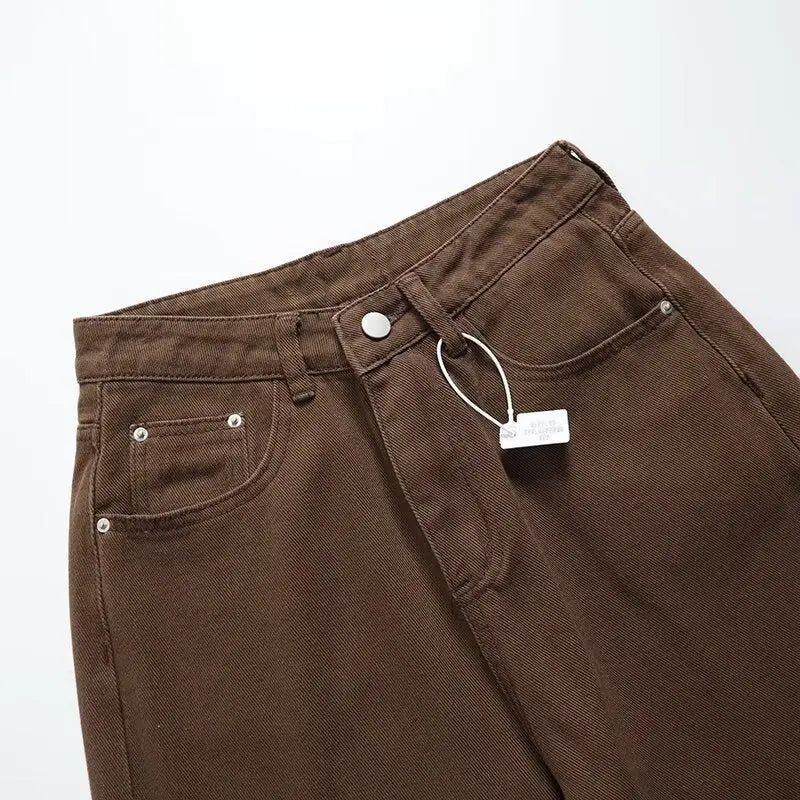 Casual and versatile solid color wide leg jeans for women Markonline