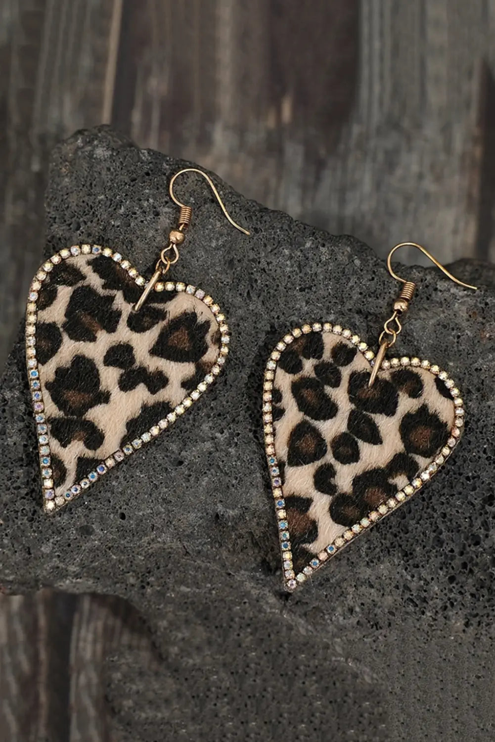 Multicolour Rhinestone Edge Leopard Print Heart Shape Earrings Dear-Lover Dropshipping
