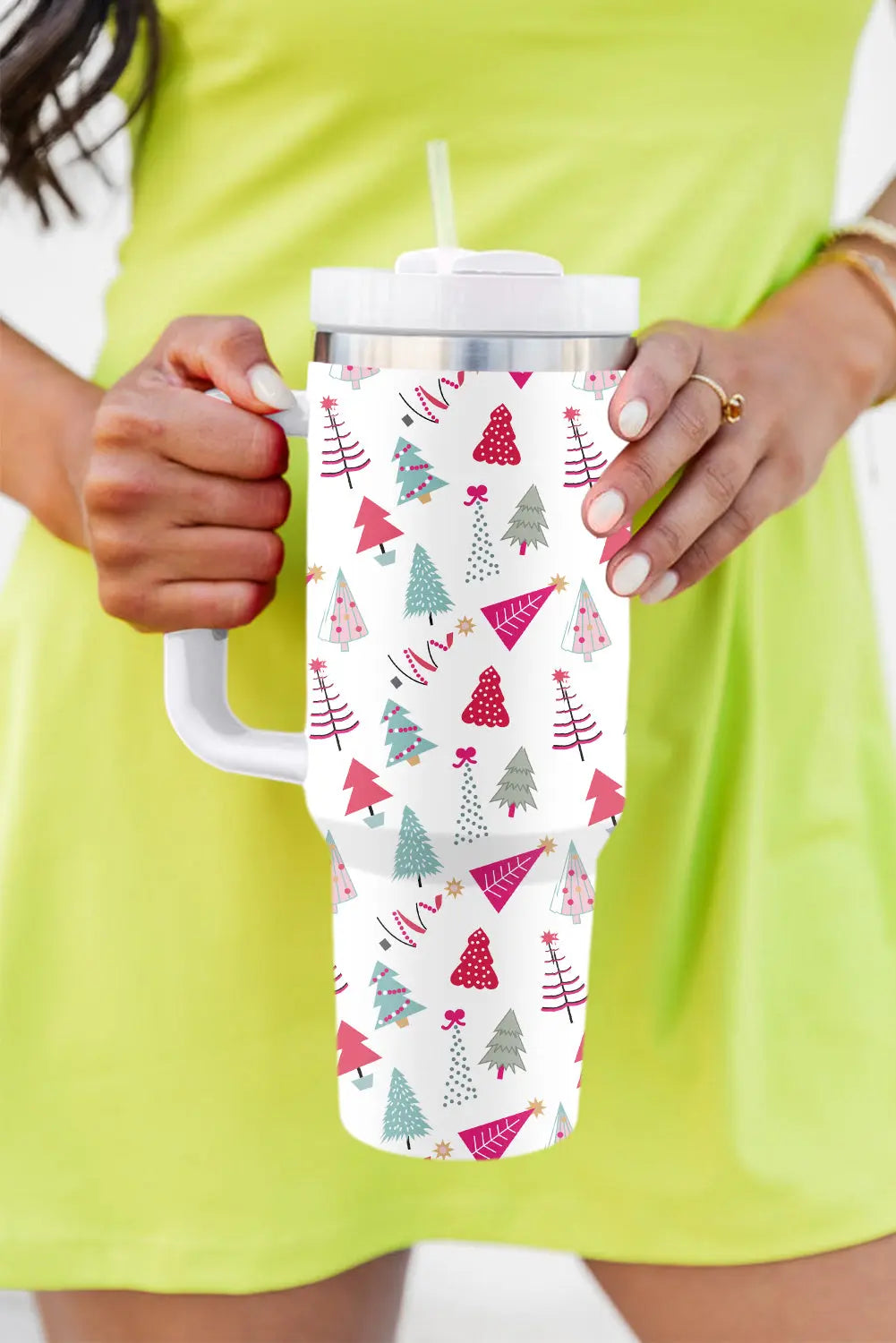 White Cartoon Christmas Tree Printed Thermos Cup 40oz Dear-Lover Dropshipping