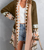 Brown Aztec Print Open Front Knitted Cardigan Dear-Lover Dropshipping