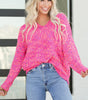Dark Pink Colorful Spots Knitted V Neck Casual Sweater Dear-Lover Dropshipping