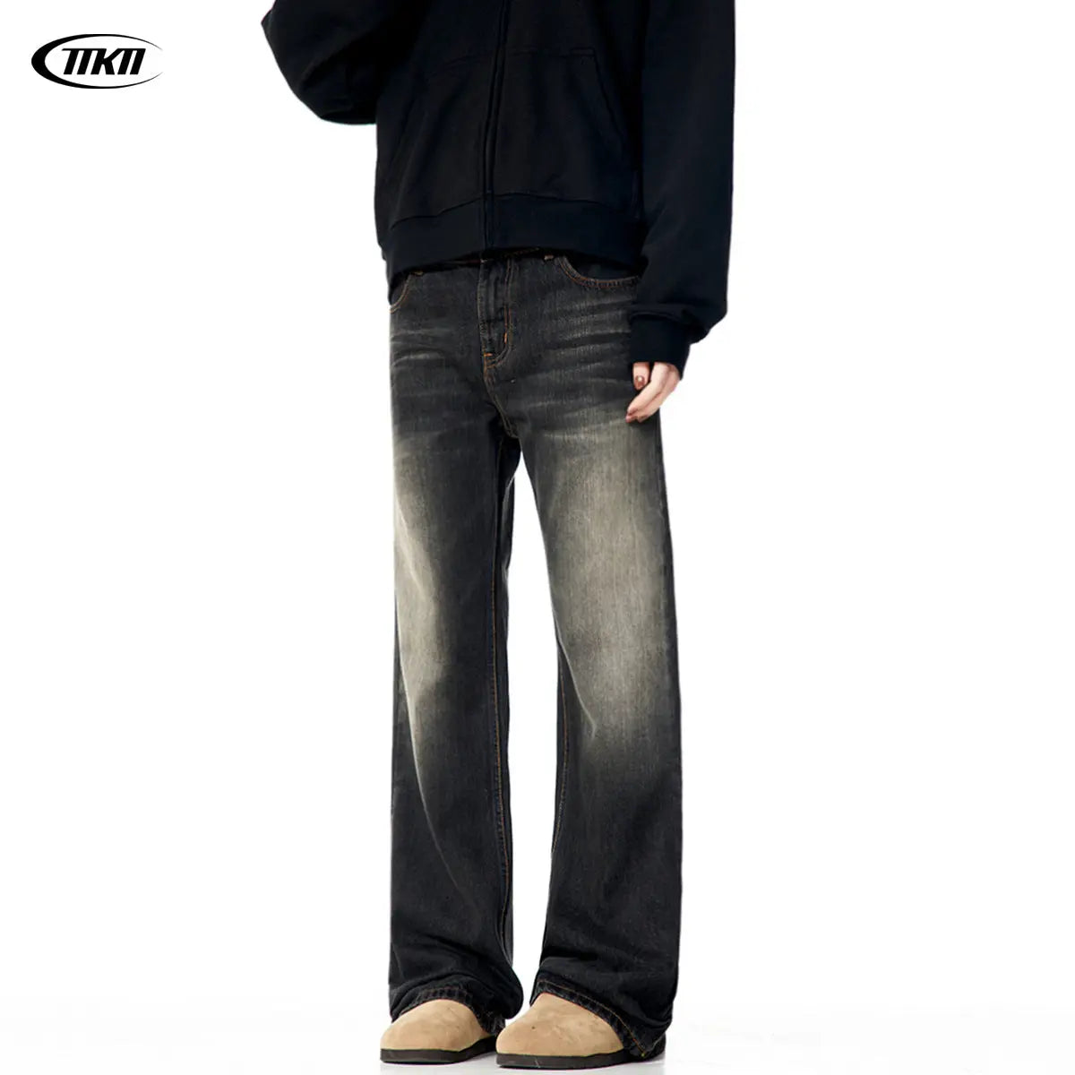 Flared Denim Pants for Men and Women Slimming Cleanfit Long Trousers Markonline