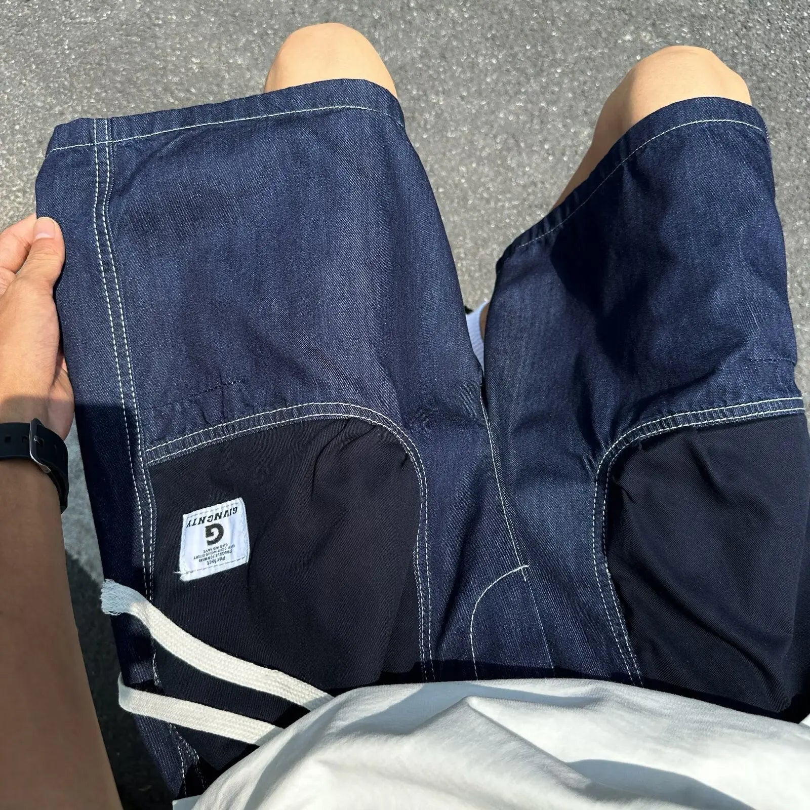 Retro large pocket workwear denim shorts for men Markonline