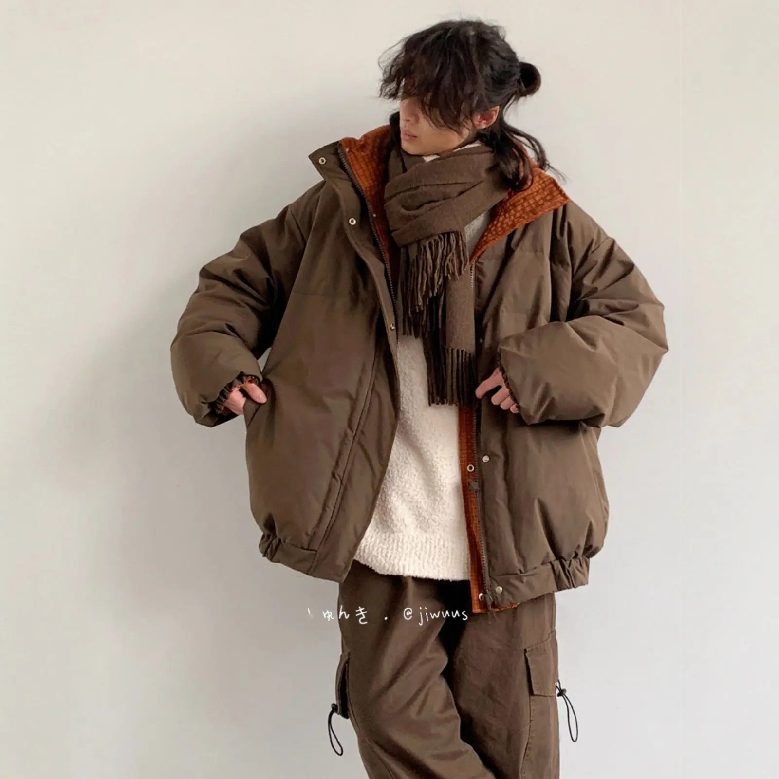 Winter Retro Patchwork Stand-up Collar Reversible Down Cotton Coat for Men and Women Loose Thick Warm Cotton Jacket Markonline