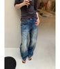 Split Pocket Design Jeans Women's Vintage Casual Straight Leg Pants Markonline