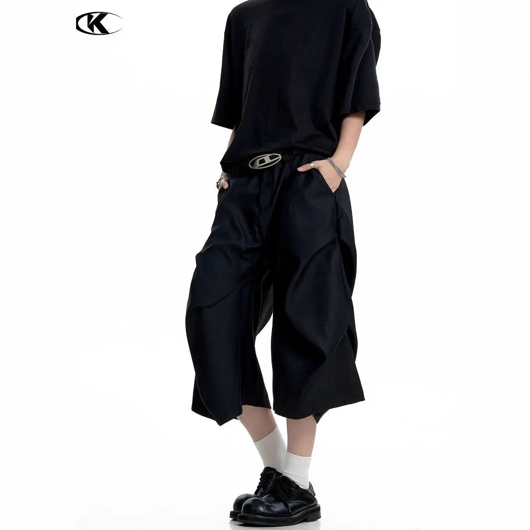 Trousers for Men and Women Water-Washed Vintage Straight Clean Fit Loose Wide-Leg Shorts eprolo