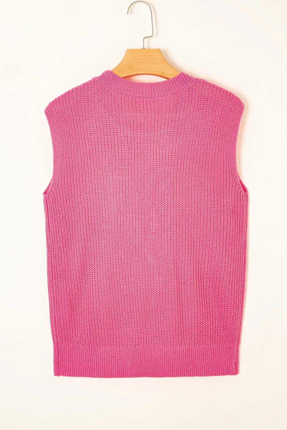 Bright Pink Western Cowboy Embroidery Round Neck Sleeveless Sweater Dear-Lover Dropshipping