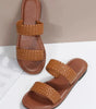 Chestnut Braided Double Band Leathered Flat Slippers Markonline