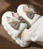 White Contrast Bowknot Applique Plush Winter Slippers (Colors May Differ by Batch) Markonline