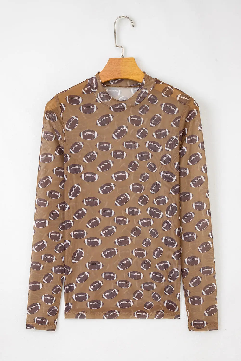 Brown Game Day Rugby Mesh Sheer Long Sleeve Top Dear-Lover Dropshipping