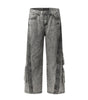 Washed Gray Workwear Jeans with Multiple Pockets for Men and Women Markonline