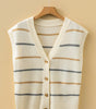 Multicolour Striped Print Button V Neck Sweater Vest Dear-Lover Dropshipping