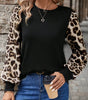 Khaki Leopard Puff Sleeve Patchwork Top Dear-Lover Dropshipping