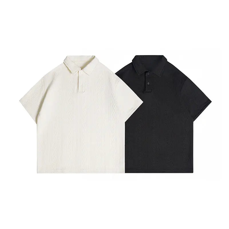 Jacquard texture polo shirt short sleeved men's T-shirt Markonline