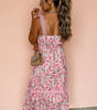 Pink Floral Lace Tied Strap Empire Waist Maxi Dress Markonline