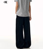 Vintage Black Denim Pants for Men and Women Straight Clean Fit Loose Wide Leg Floor-Length Casual Trousers Markonline
