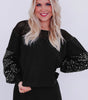 Black Sequin Patchwork Lantern Sleeve Blouse Dear-Lover Dropshipping