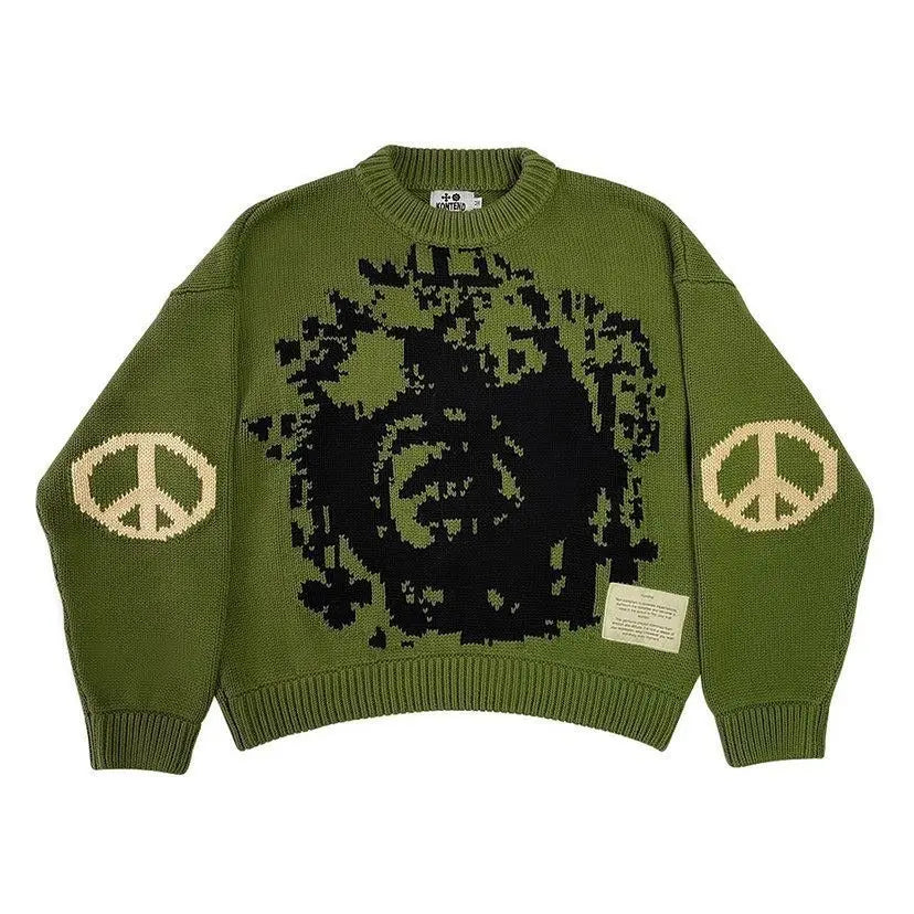 American autumn and winter high street niche oversize round neck sweater personality loose men and women the same style sweater Markonline