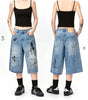 Street Graffiti Print Destroyed Hole Seven-Quarter Denim Shorts for Men Markonline