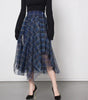 Blue plaid mesh skirt, multi-layer versatile A-line skirt for women Markonline