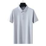 Men's Elastic Short Sleeve Polo Shirt with Snap Buttons Markonline