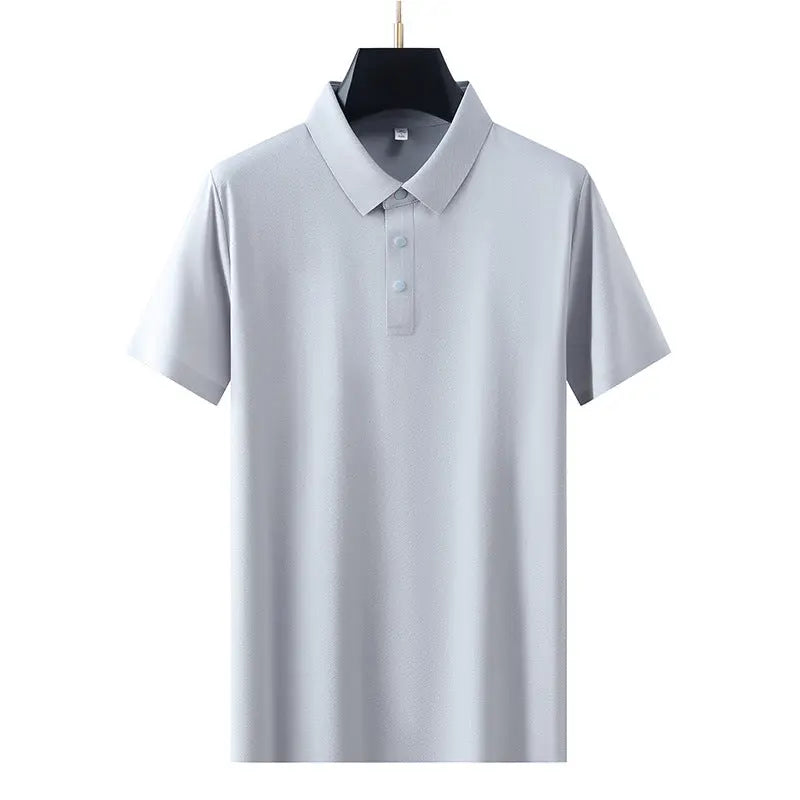 Men's Elastic Short Sleeve Polo Shirt with Snap Buttons Markonline