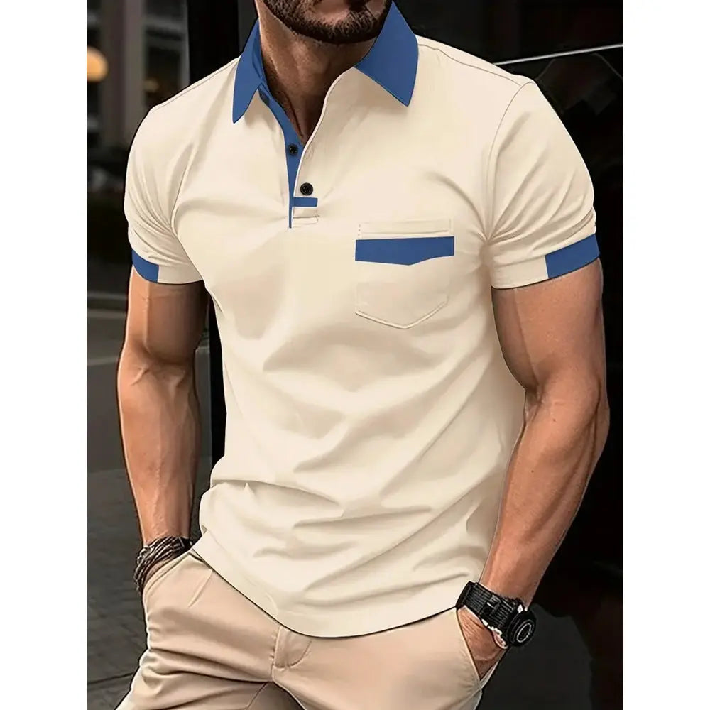 Color blocked pocket polo shirt sports polo shirt Markonline