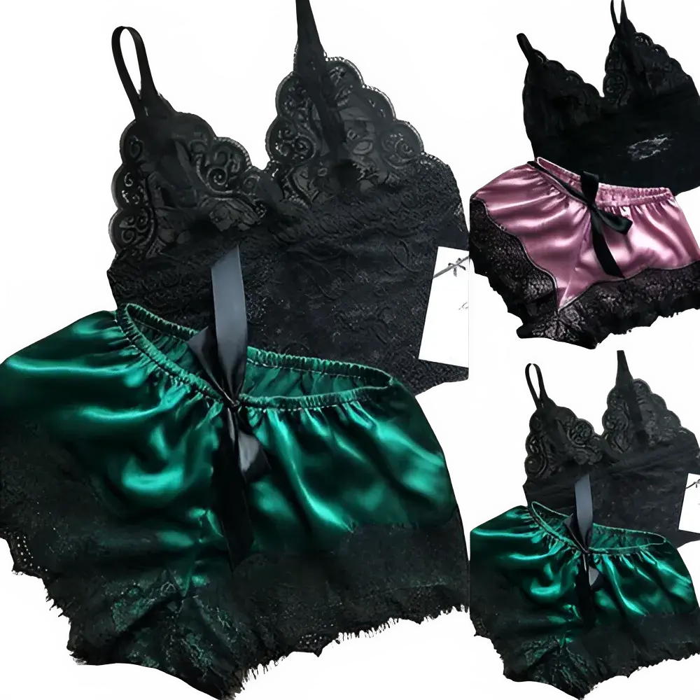 Lace Sleepwear Set - 2PCS Babydoll Pajamas