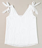 White Embroidery Patterned Knotted Straps V Neck Tank Top Dear-Lover Dropshipping