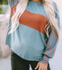 Green Colorblock Striped Bishop Sleeve Top Dear-Lover Dropshipping