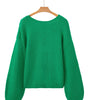 Bright Green Bow Backless Bubble Sleeve Sweater Dear-Lover Dropshipping