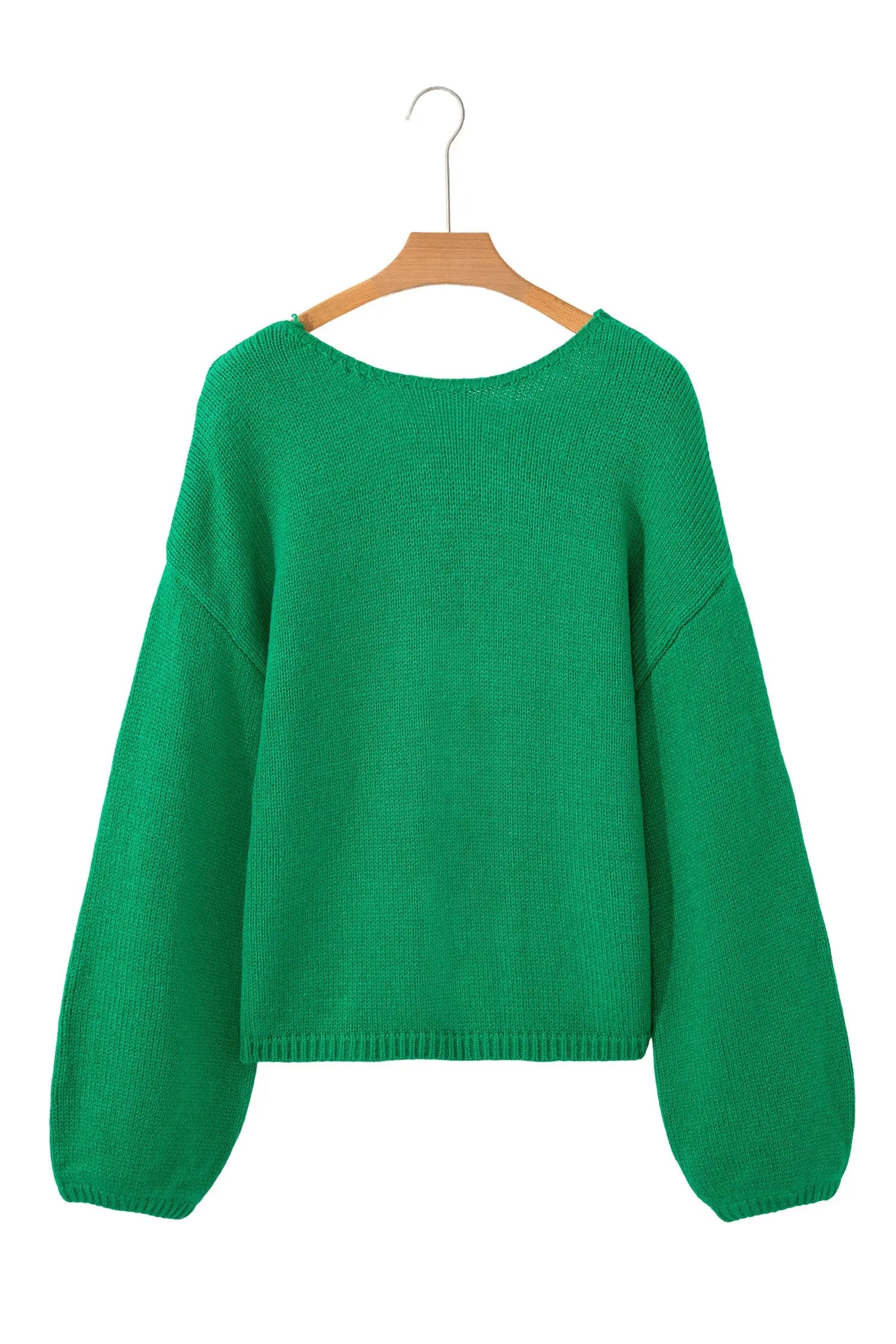 Bright Green Bow Backless Bubble Sleeve Sweater Dear-Lover Dropshipping