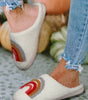 Bright White Rainbow Plush Winter Home Slippers Dear-Lover Dropshipping