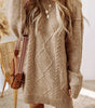 Parchment Cable Knit Drop Shoulder Loose Fit Sweater Dress Dear-Lover Dropshipping